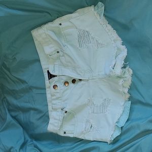 Forever 21 Distressed Denim Frayed Cut off Jeans Shorts Seafoam